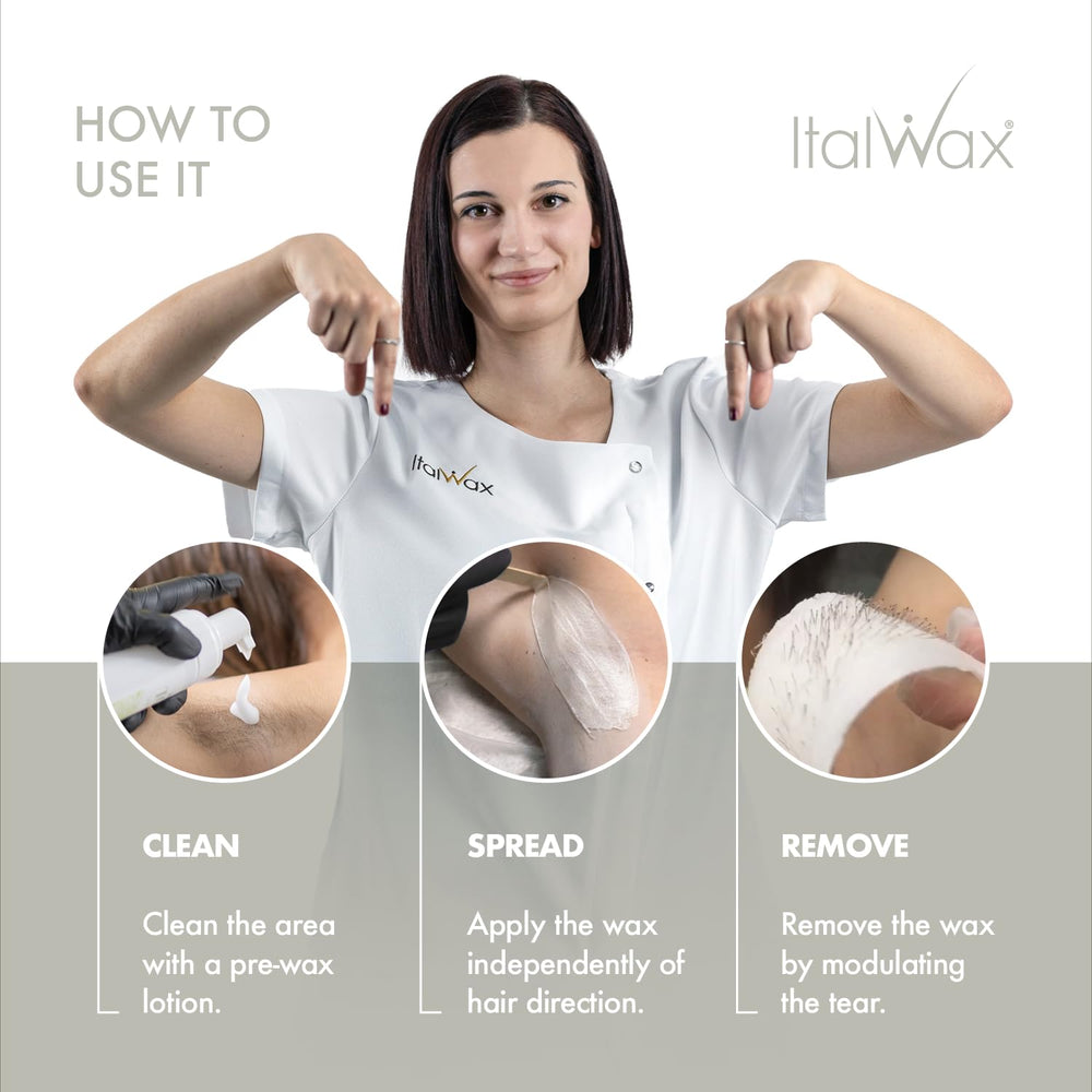 Italwax Top Line Crystal multidirectional spread enables consistent results in tricky areas.