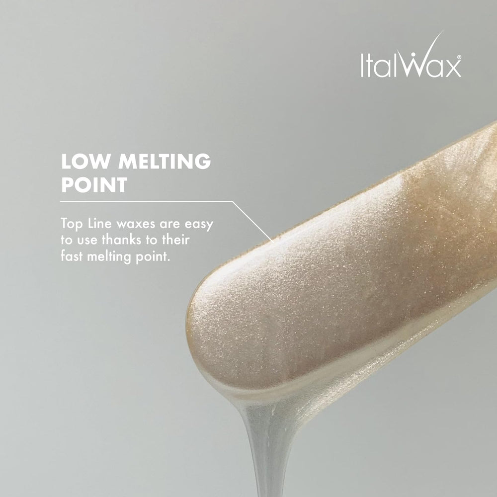 Italwax Top Line Crystal semi-creamy texture demonstrates smooth, controlled spread for facial zones.