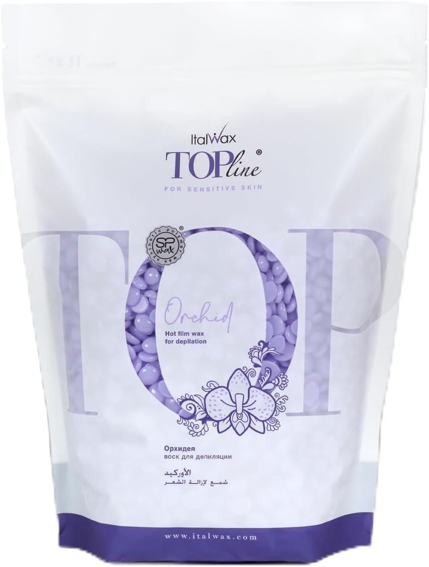 Italwax Orchid Jelly Wax transparent bottle shows clear gel for precise bikini waxing.