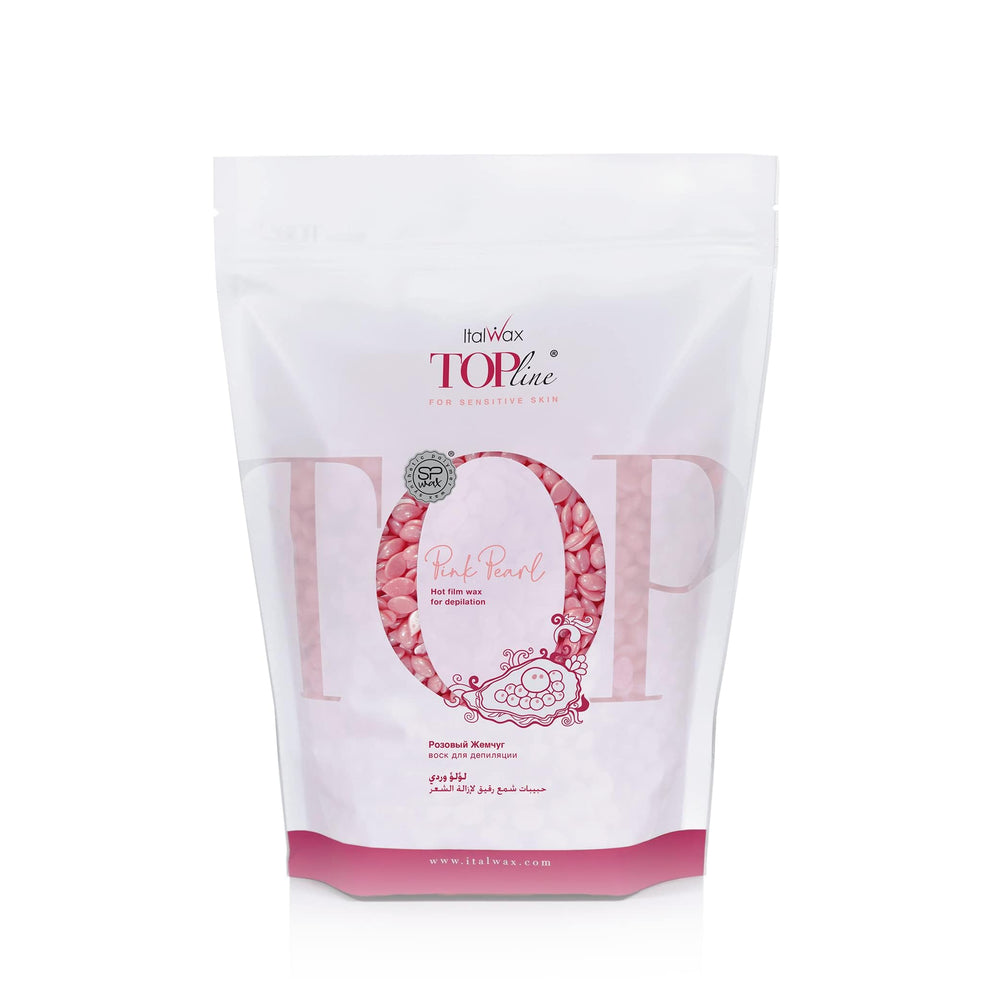 Italwax Top Line Pink Pearl packaging shows premium Italian quality for reliable waxing.