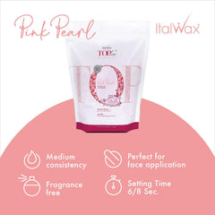 Italwax Pink Pearl hard wax semi-creamy texture close-up for precise facial waxing.