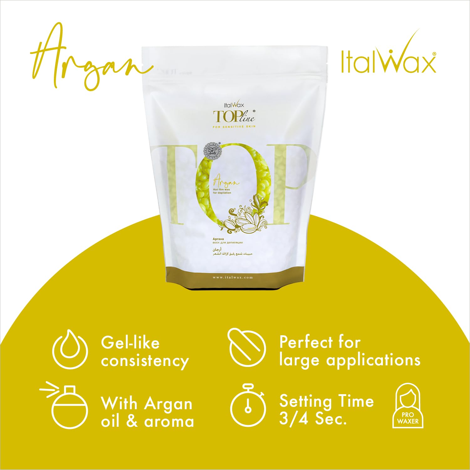 Italwax jelly wax on skin surface demonstrates strong adhesion across hair types for clean removal.