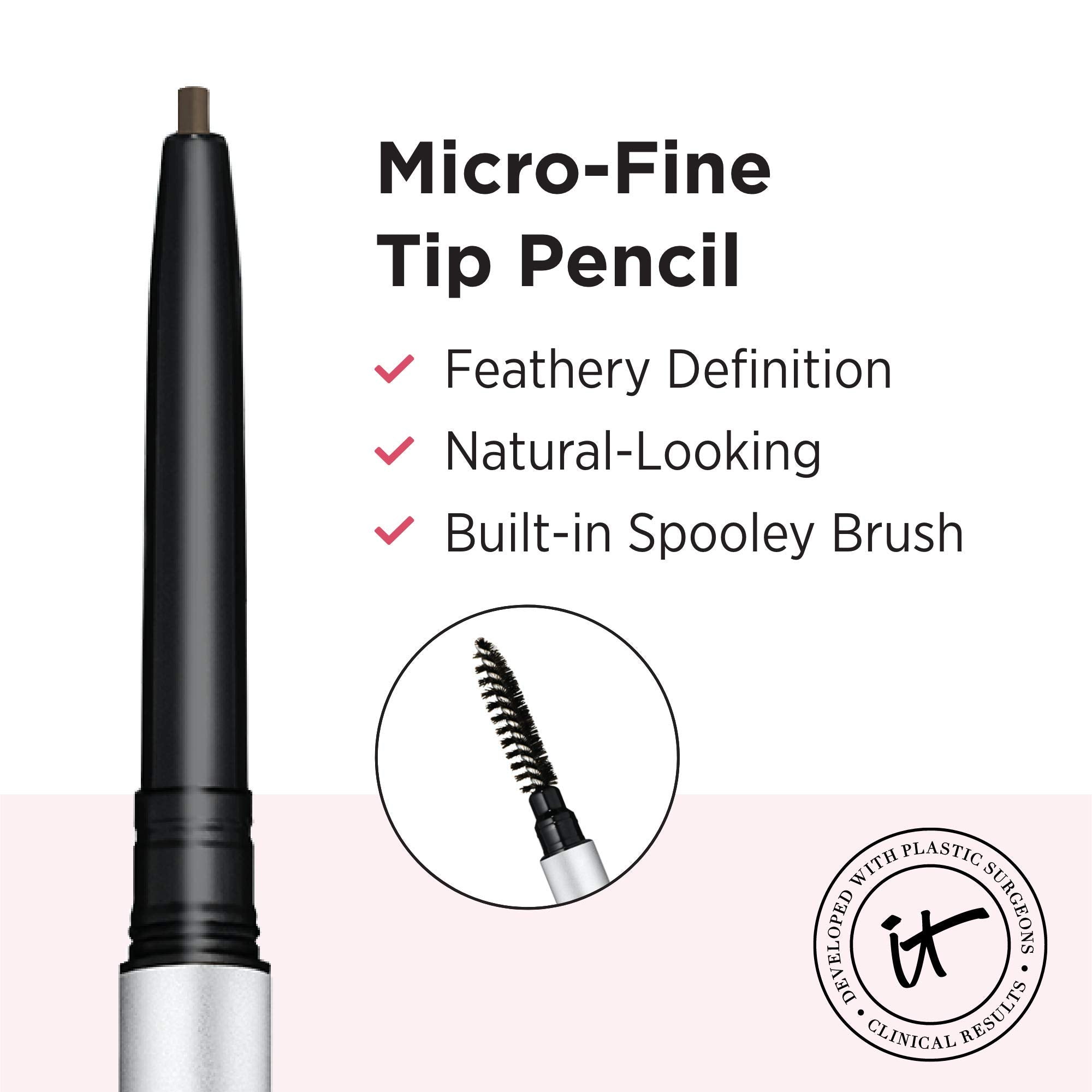 IT Cosmetics Brow Power Micro in use during brow shaping and filling.
