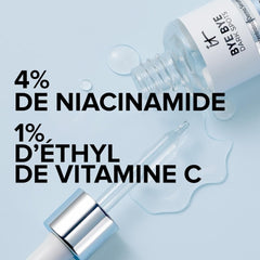Bye Bye Dark Spots serum swatch on skin illustrating tone-evening benefits.