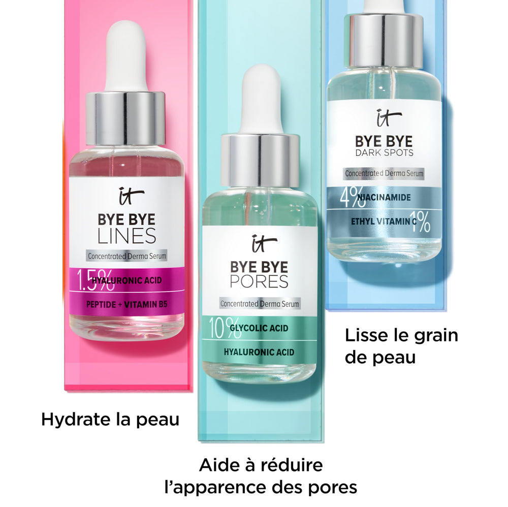 IT Cosmetics Bye Bye Lines serum in bathroom vanity setup signals daily use.