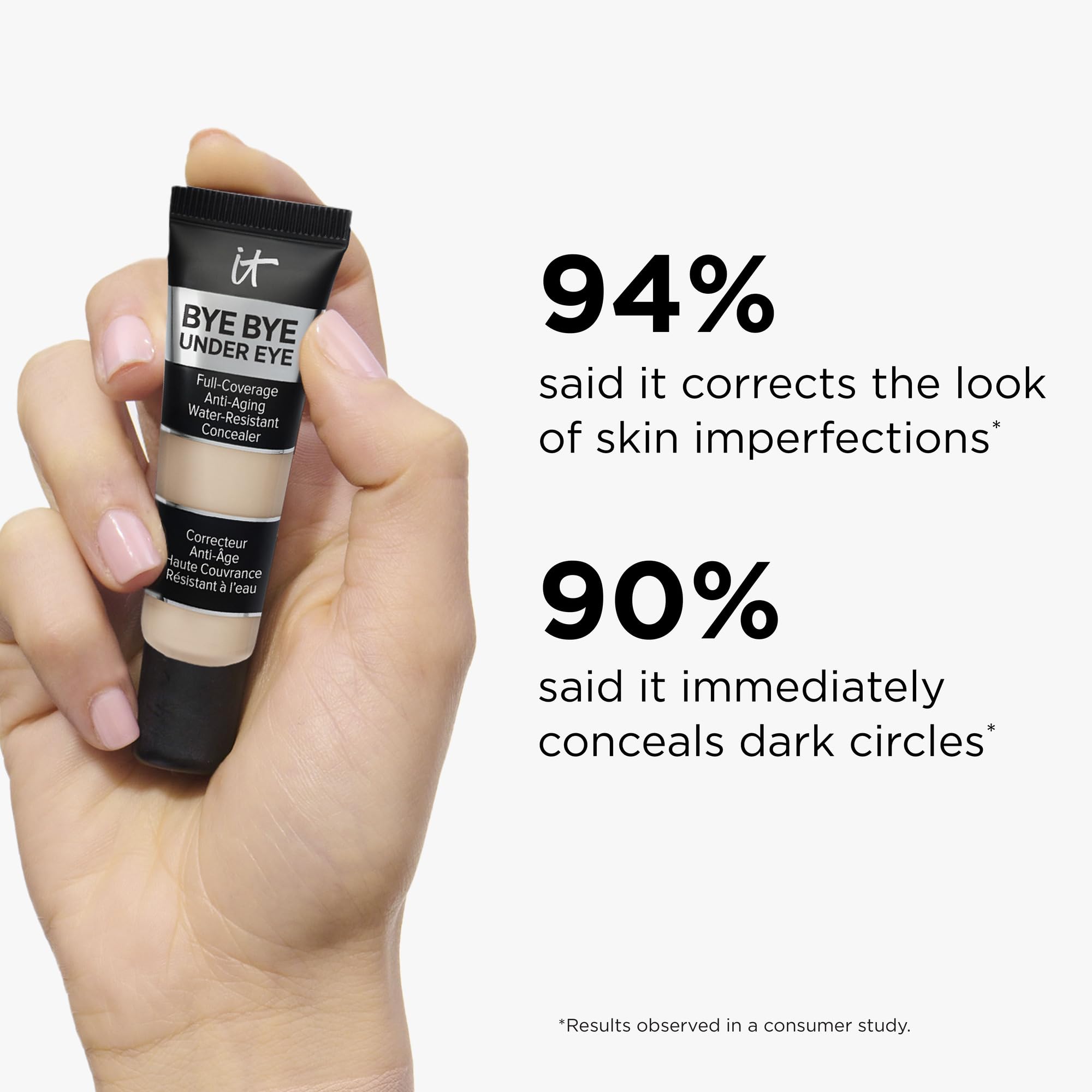 IT Cosmetics Bye Bye Under Eye Concealer Travel water-resistant formula delivers lasting coverage.