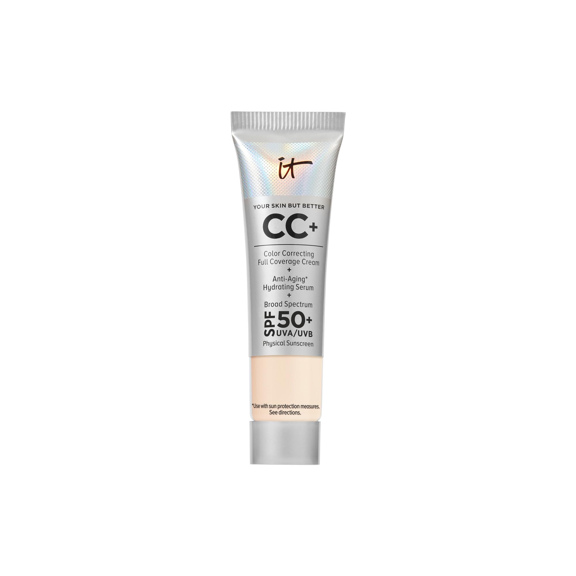 IT Cosmetics CC+ Cream Travel packaging bottle for on-the-go flawless coverage.
