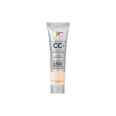 IT Cosmetics CC+ Cream Travel bottle close-up showing creamy texture for even complexion