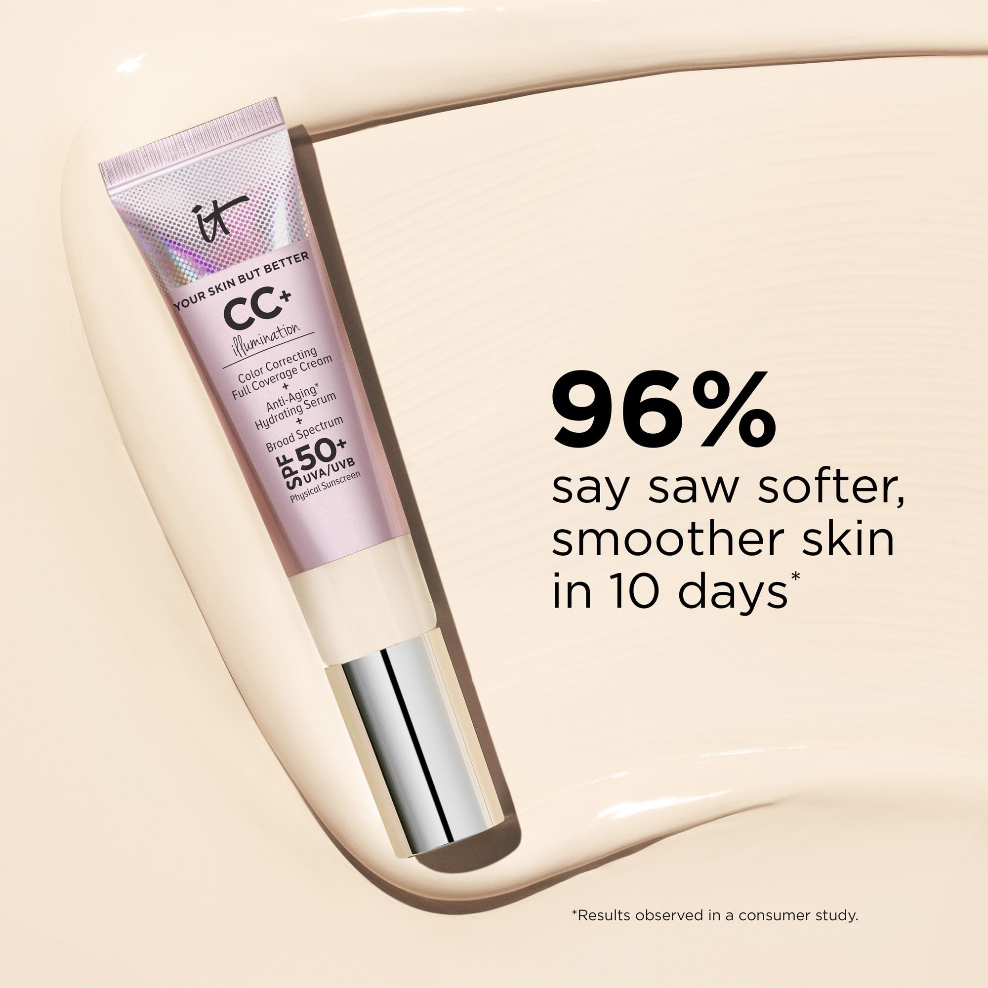 IT Cosmetics CC+ Cream Illumination packaging—compact bottle for on-the-go