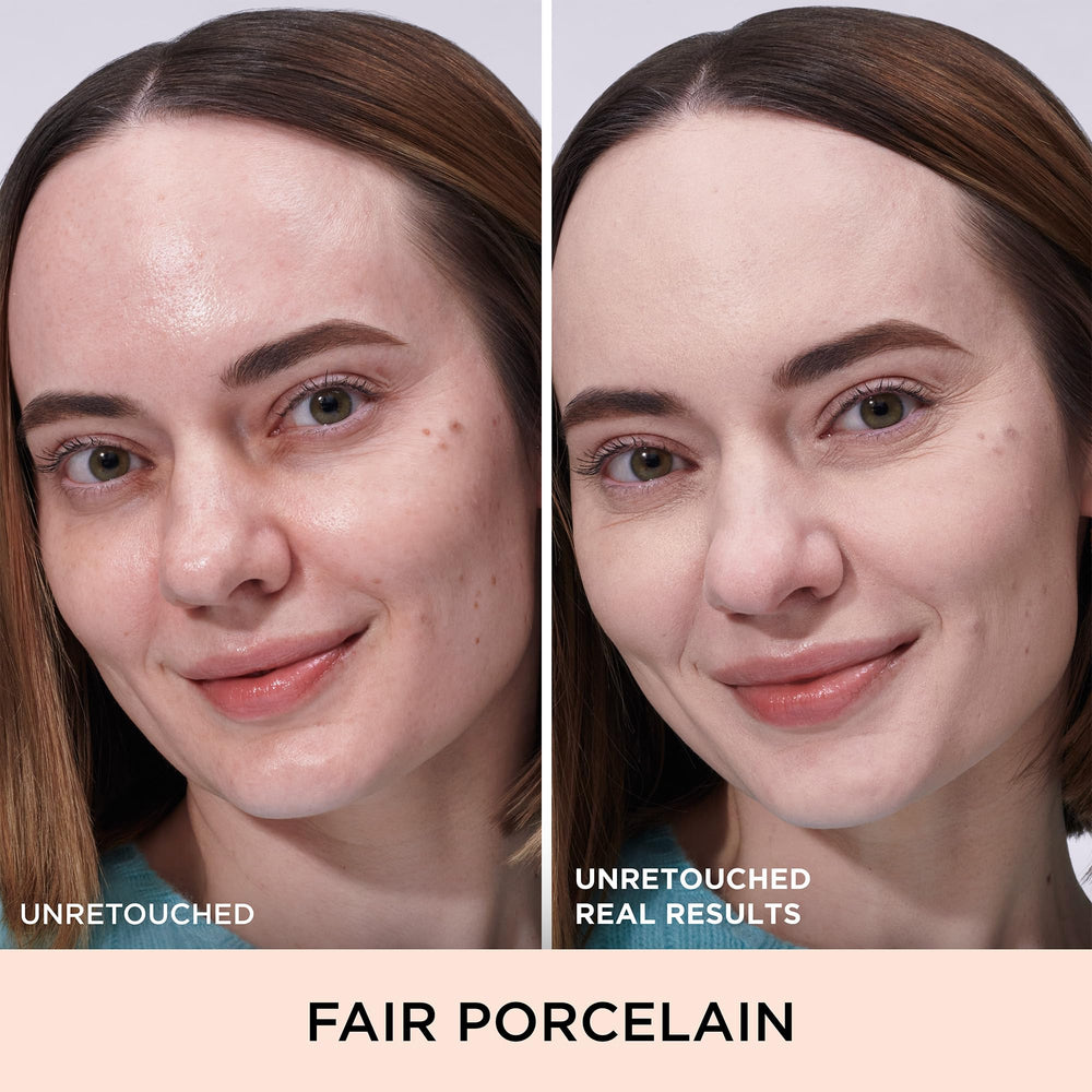 IT Cosmetics CC+ Cream Natural Matte Fair Porcelain swatch demonstrates full coverage without shine.
