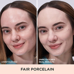 IT Cosmetics CC+ Cream Natural Matte Fair Porcelain swatch demonstrates full coverage without shine.