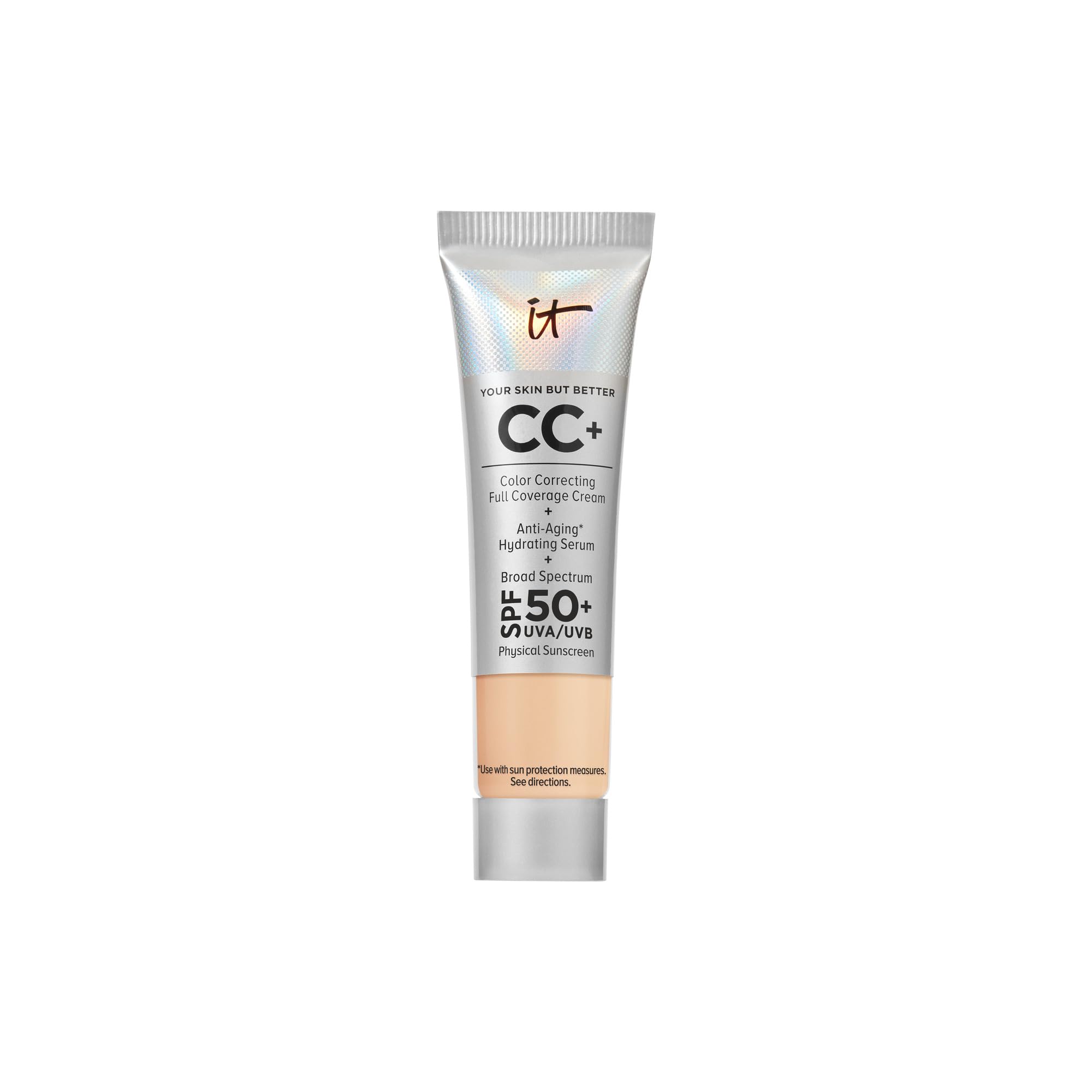 IT Cosmetics CC+ Travel Light Medium bottle for on-the-go full-coverage application.