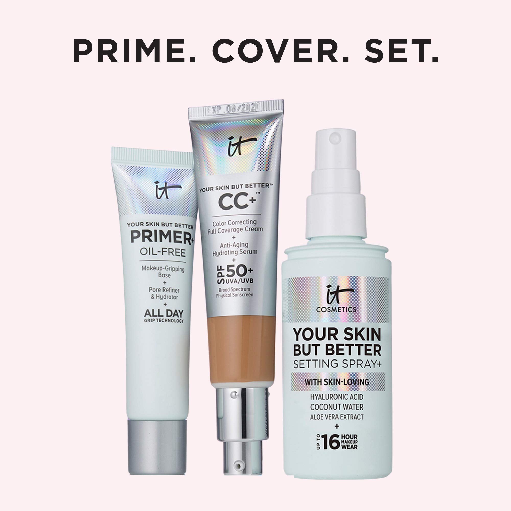 IT Cosmetics Your Skin But Better Primer+ bare-skin use demonstrates lightweight hydration