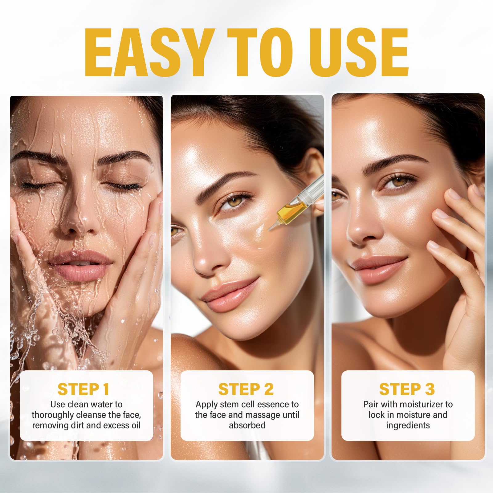 ITECFREELY Salmon DNA Serum hydration glow on skin surface.