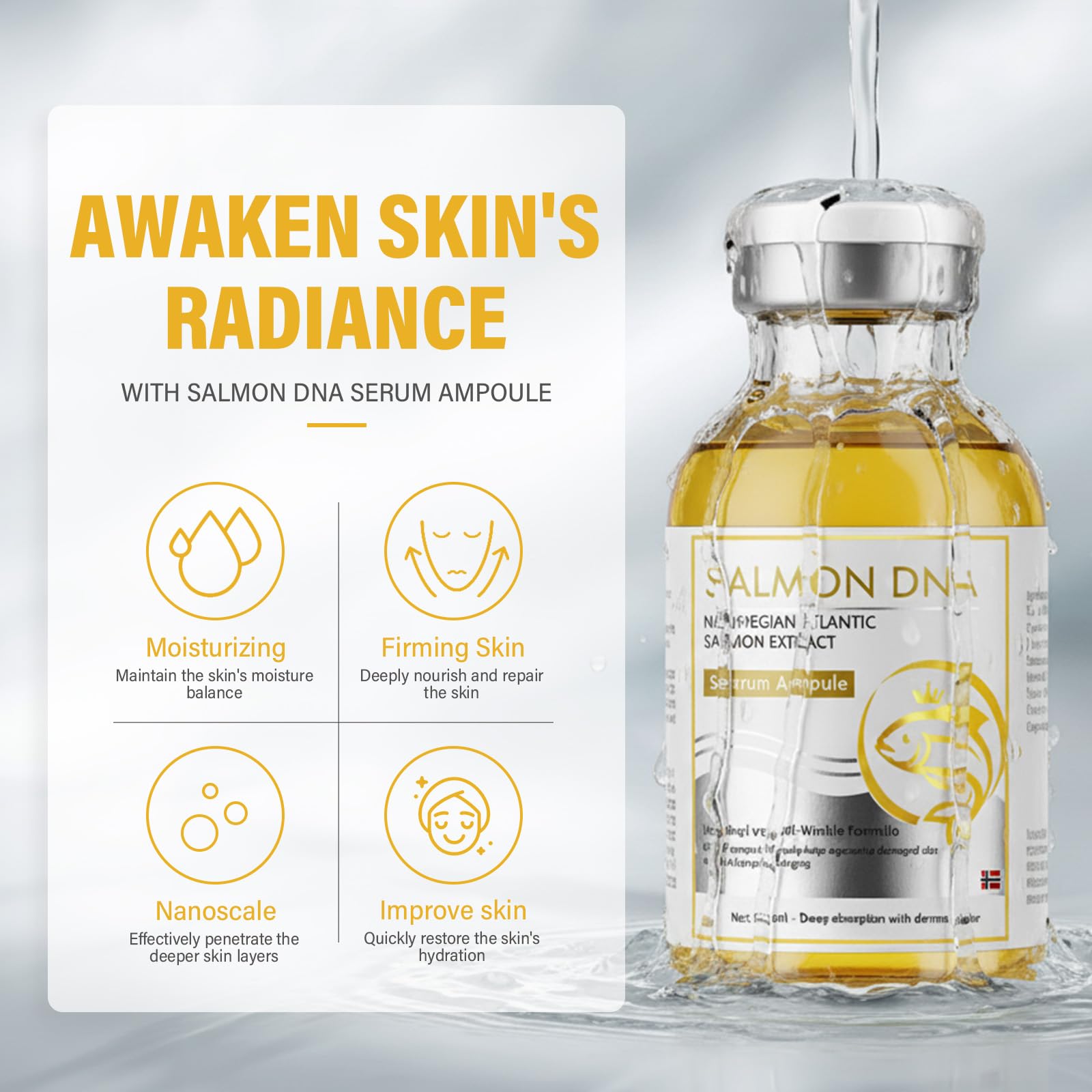 ITECFREELY Salmon DNA Serum packaging emphasizes premium skin-repair routine.