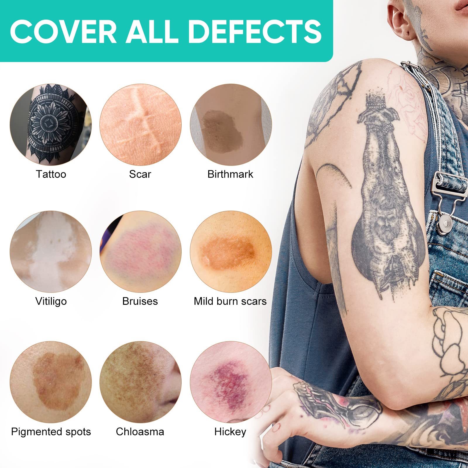 ITECFREELY Tattoo Cover Up Makeup sweatproof formula stays put during activity