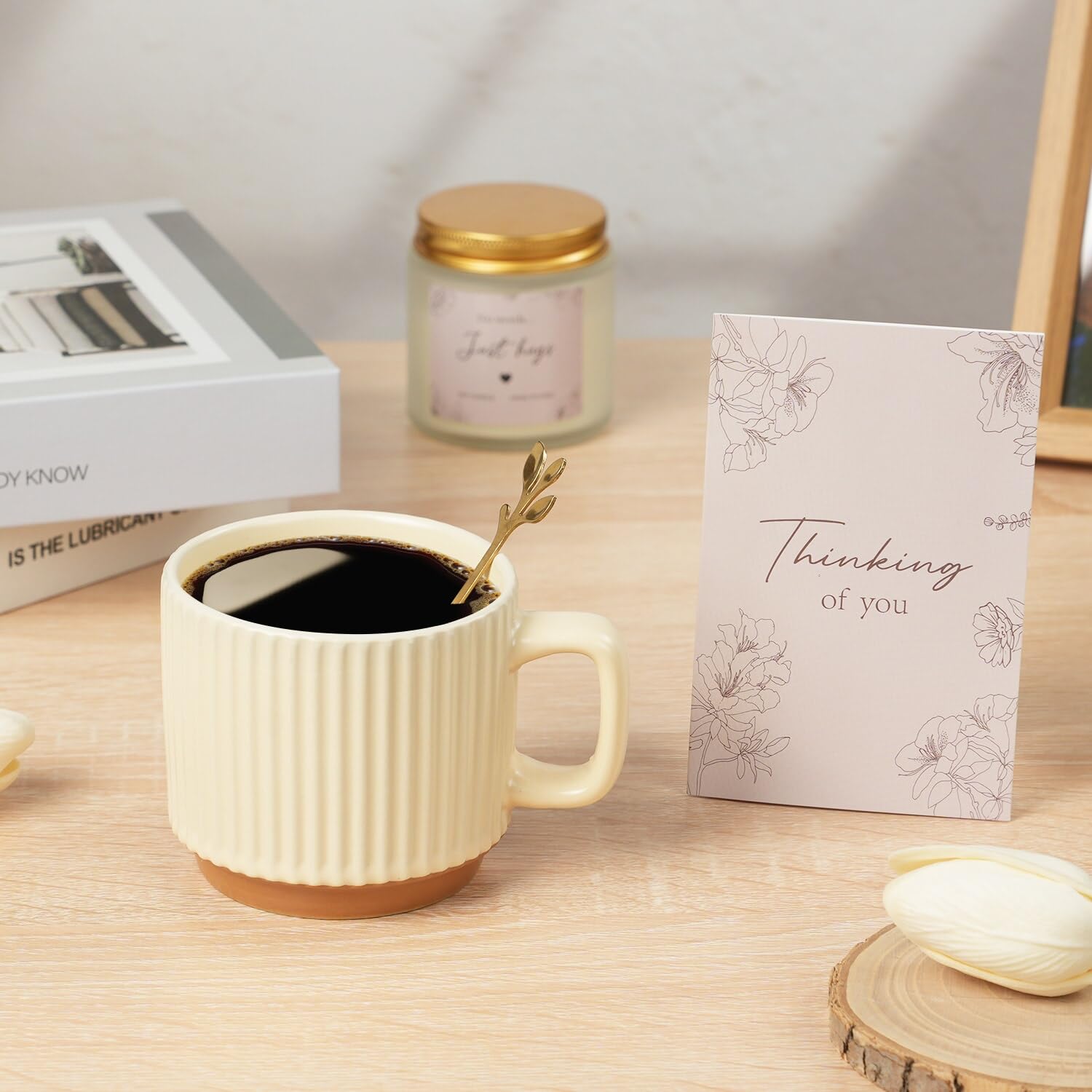 Ithmahco Thinking of You Gift Basket card on nightstand reminds her she’s not alone