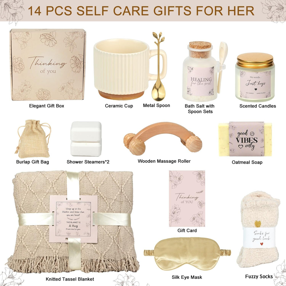 Ithmahco Thinking of You Gift Basket Just Hug candle creates calming vanilla ambiance for relaxation