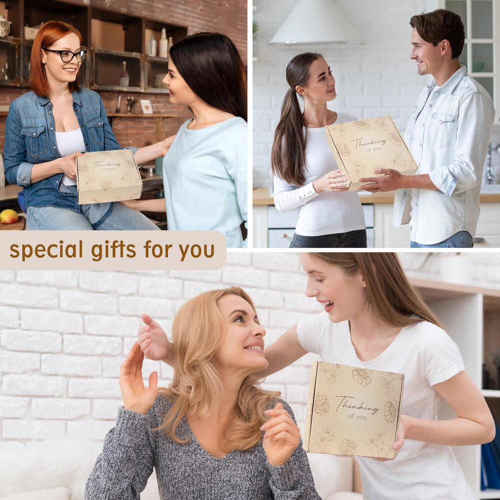 Ithmahco Thinking of You Gift Basket linen bag and wooden roller add premium unboxing details