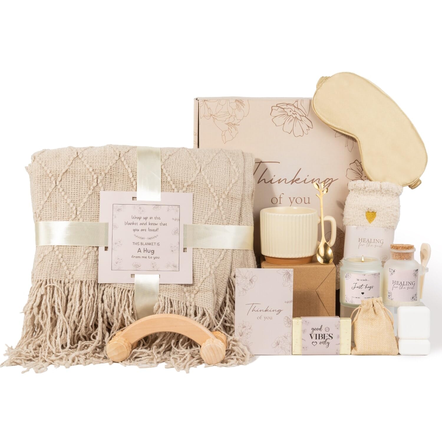Ithmahco Thinking of You Gift Basket plush blanket delivers comforting warmth after a long day