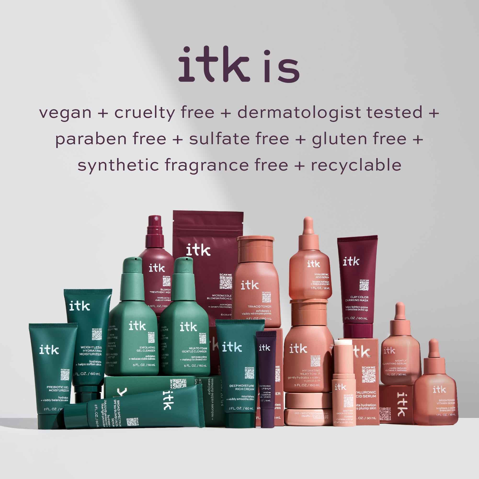 ITK Hydrating Milky Toner vegan ingredients icons highlight clean beauty