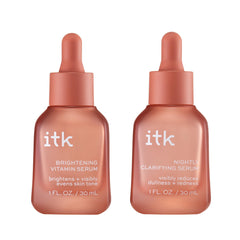 ITK Skincare brightening vitamin C serum bottle pour for a fresh morning glow
