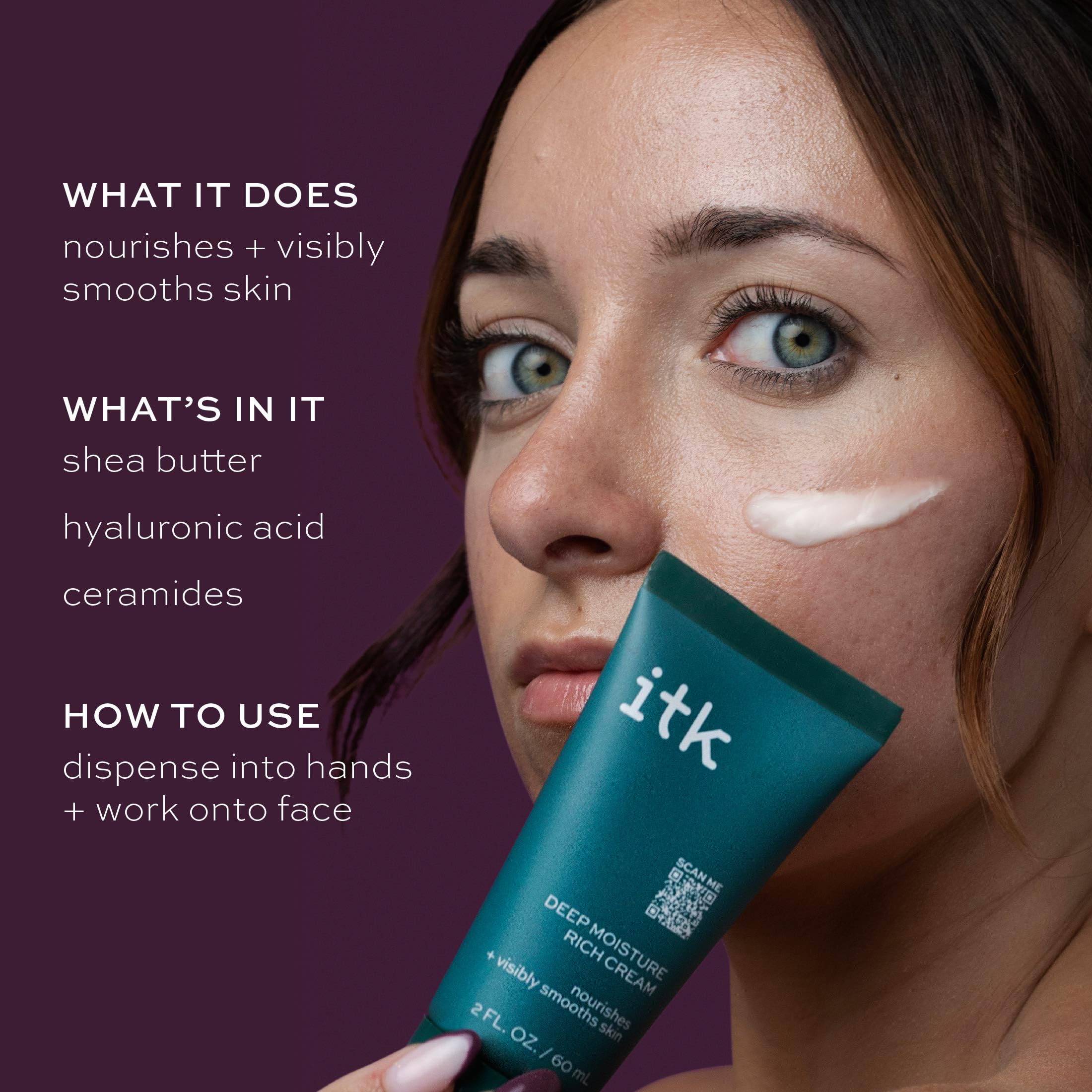 ITK Deep Moisture Cream with shea butter creamy texture for nourishment.