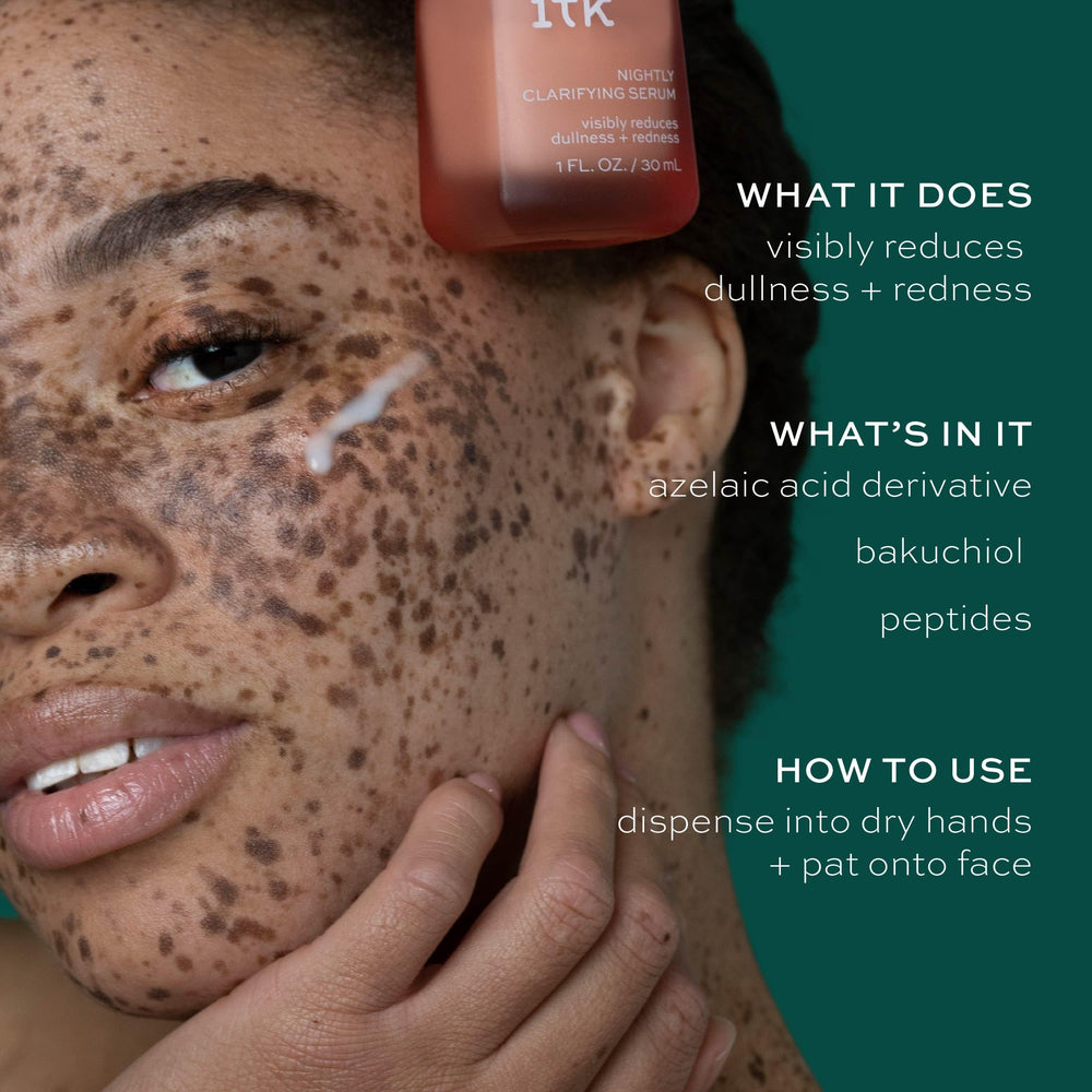 ITK Skincare two-part routine bottles shown together for simple day-night use