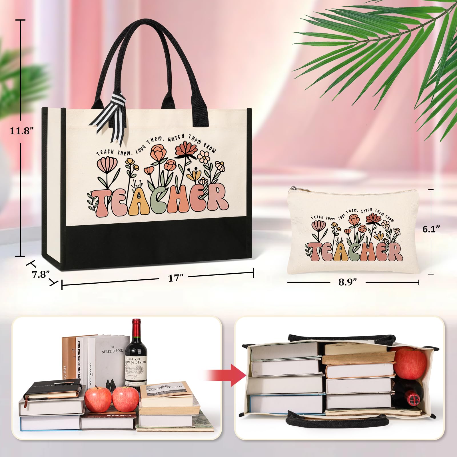 Itotegifts canvas tote bag spacious design fits laptop and groceries