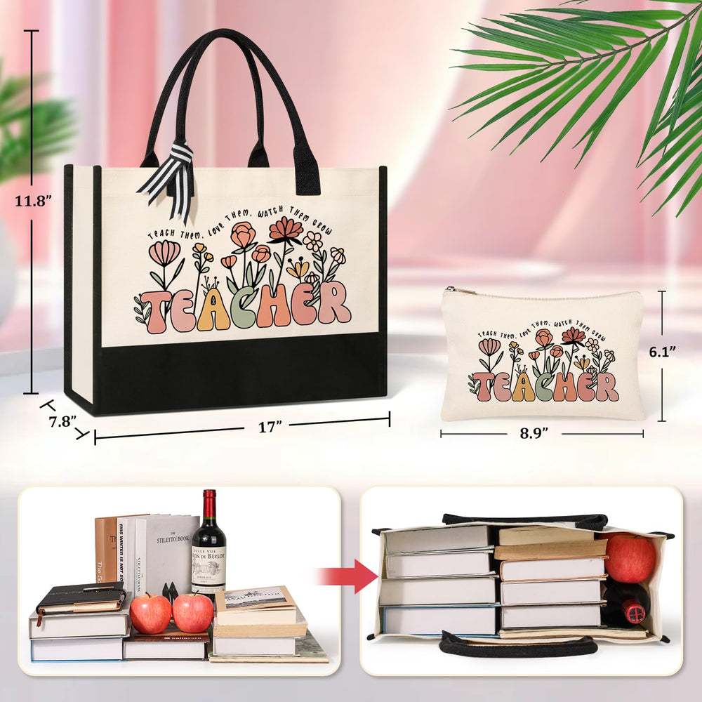 Itotegifts canvas tote bag spacious design fits laptop and groceries