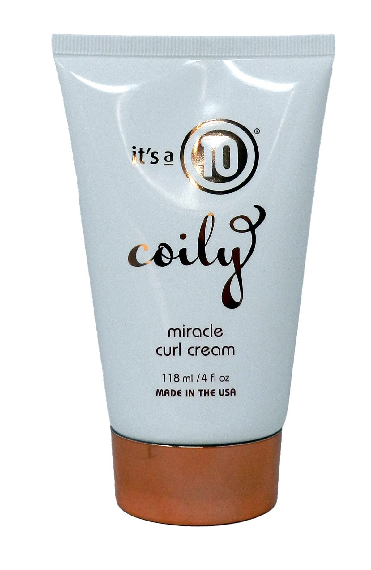 It's a 10 Coily Miracle Curl Cream packaging highlights cruelty-free, USA-made formula for defined curls.