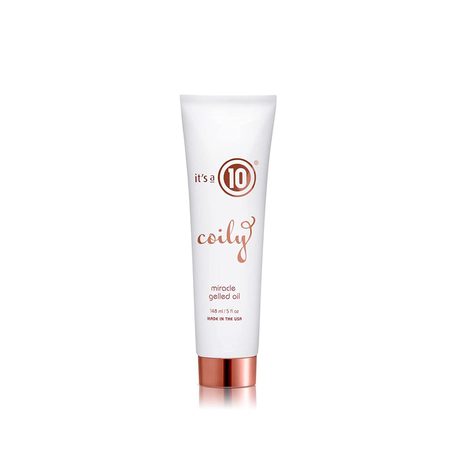 ITS A 10 Coily Miracle Gelled Oil 5oz bottle shows lightweight definition and shine.