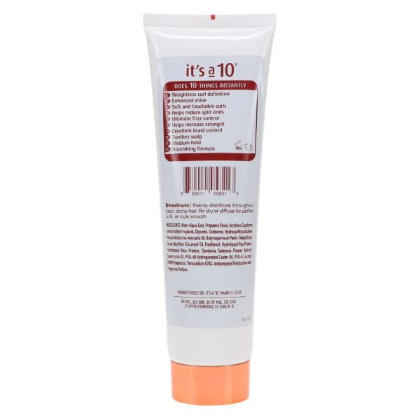 ITS A 10 Coily Miracle Gelled Oil 5oz hair application demonstrates frizz control and curl definition.