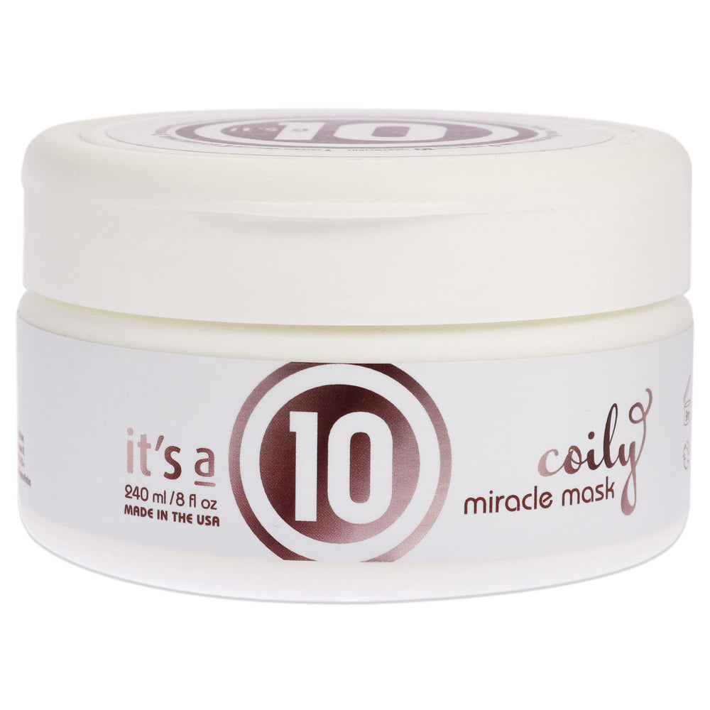 It's a 10 Coily Miracle Mask bottle delivers hydration for soft, defined curls.