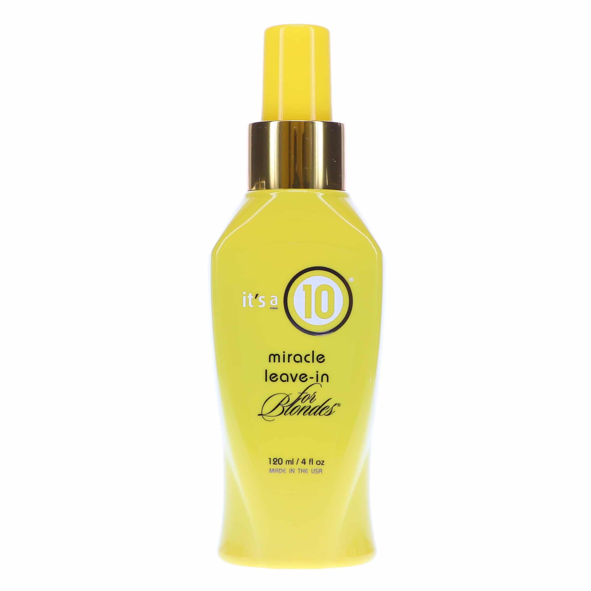 It's a 10 Haircare Blonde Miracle Leave-In bottle for smoother, shinier blonde hair.