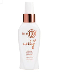 It's A 10 Haircare Coily Miracle Leave-In closeup showing glossy, soft strands.