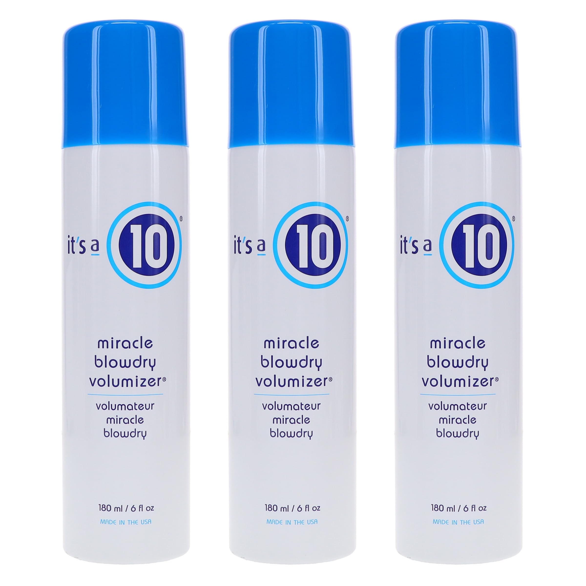 Its a 10 Haircare Miracle Blowdry Volumizer bottle front for instant volume and smooth blowouts.