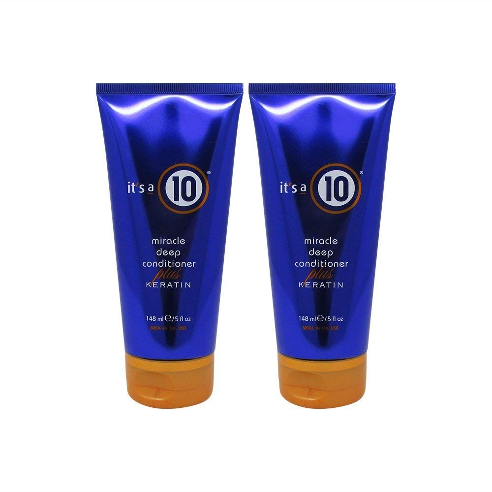 It's a 10 Haircare Miracle Deep Conditioner Plus Keratin bottle for detangled, shiny hair