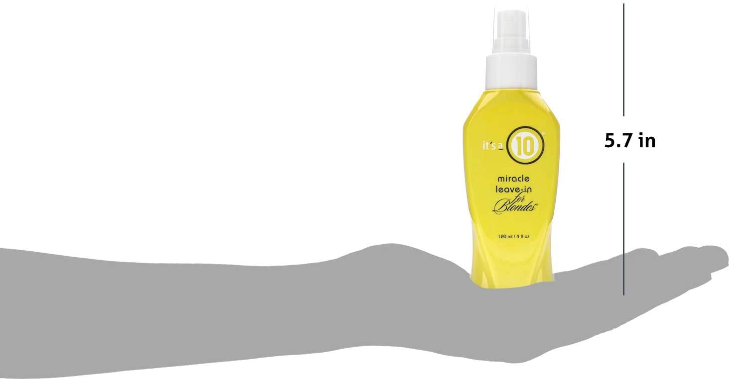 It's a 10 Haircare Miracle Leave-In blondes hands-apply demonstrates lightweight conditioning.