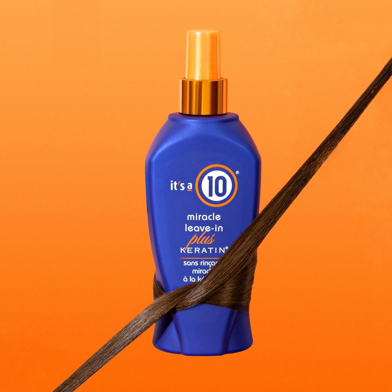 It's a 10 Haircare Miracle Leave-In Keratin Spray shows formula featuring keratin amino acids benefits.