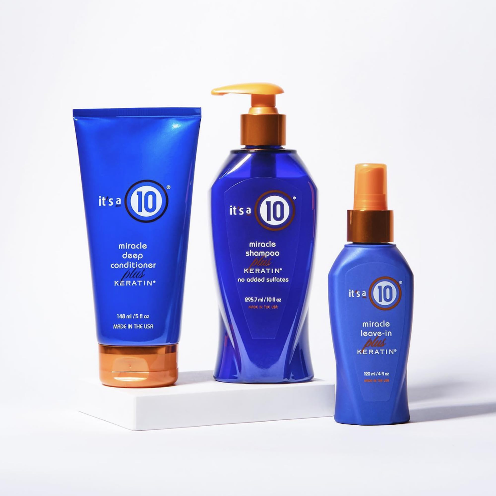 It's a 10 Miracle Leave-In Plus Keratin packaging ready for travel