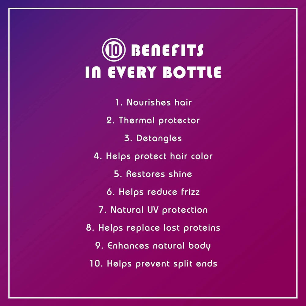 It's a 10 Haircare Miracle Leave-In after use for shiny, soft hair.