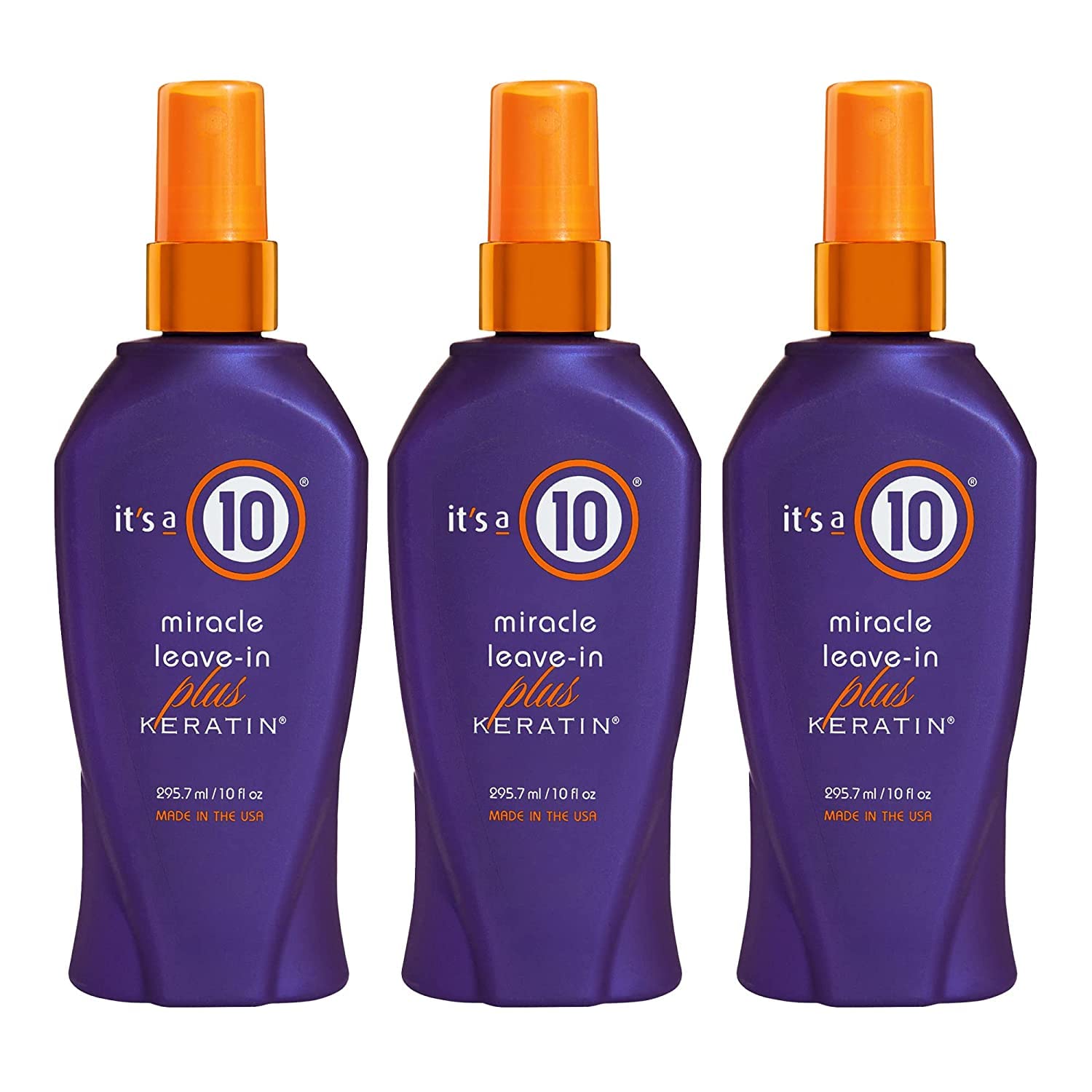 It's a 10 Haircare Miracle Leave-In Conditioner Spray bottle detangles with keratin smoothing shine