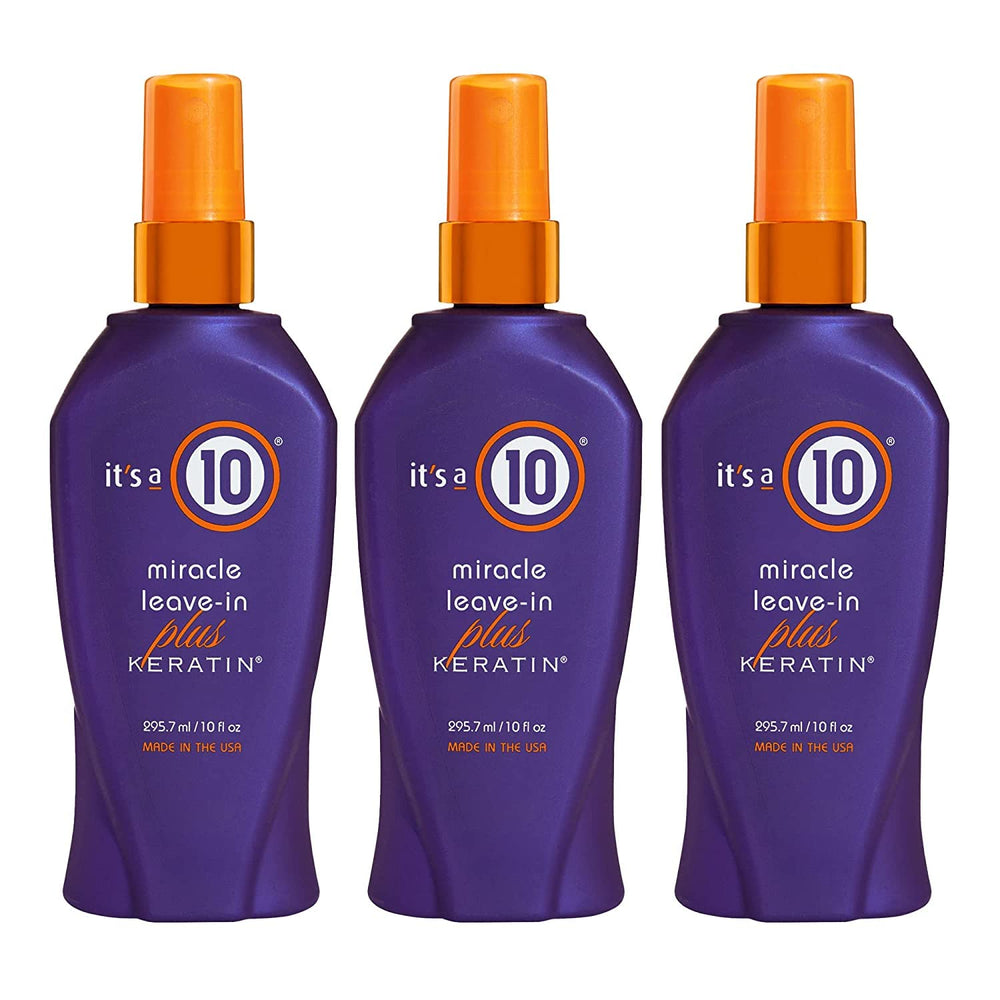 It's a 10 Haircare Miracle Leave-In Conditioner Spray bottle detangles with keratin smoothing shine