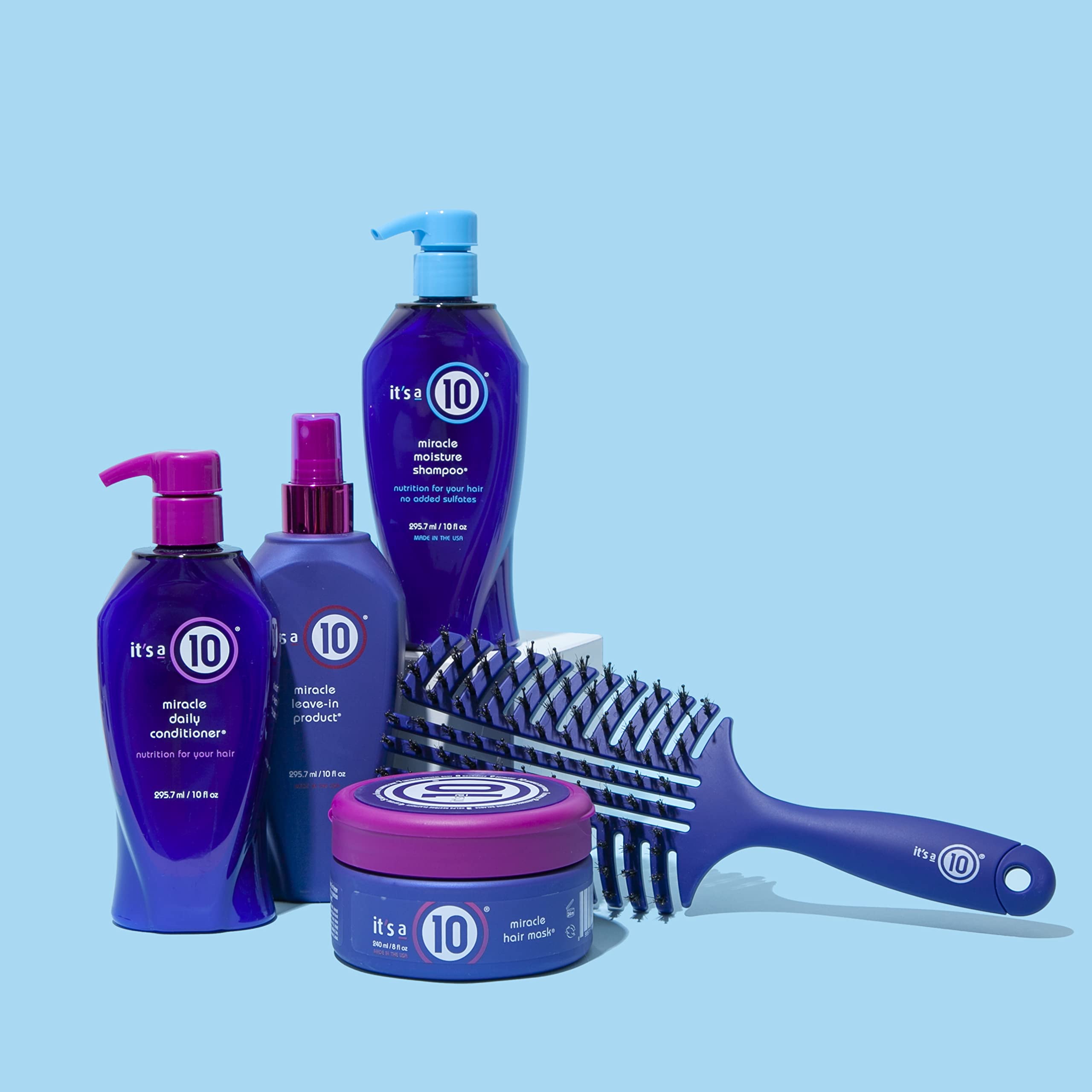 It's a 10 Haircare Miracle Moisture Shampoo creamy lather delivers light moisture and slip.