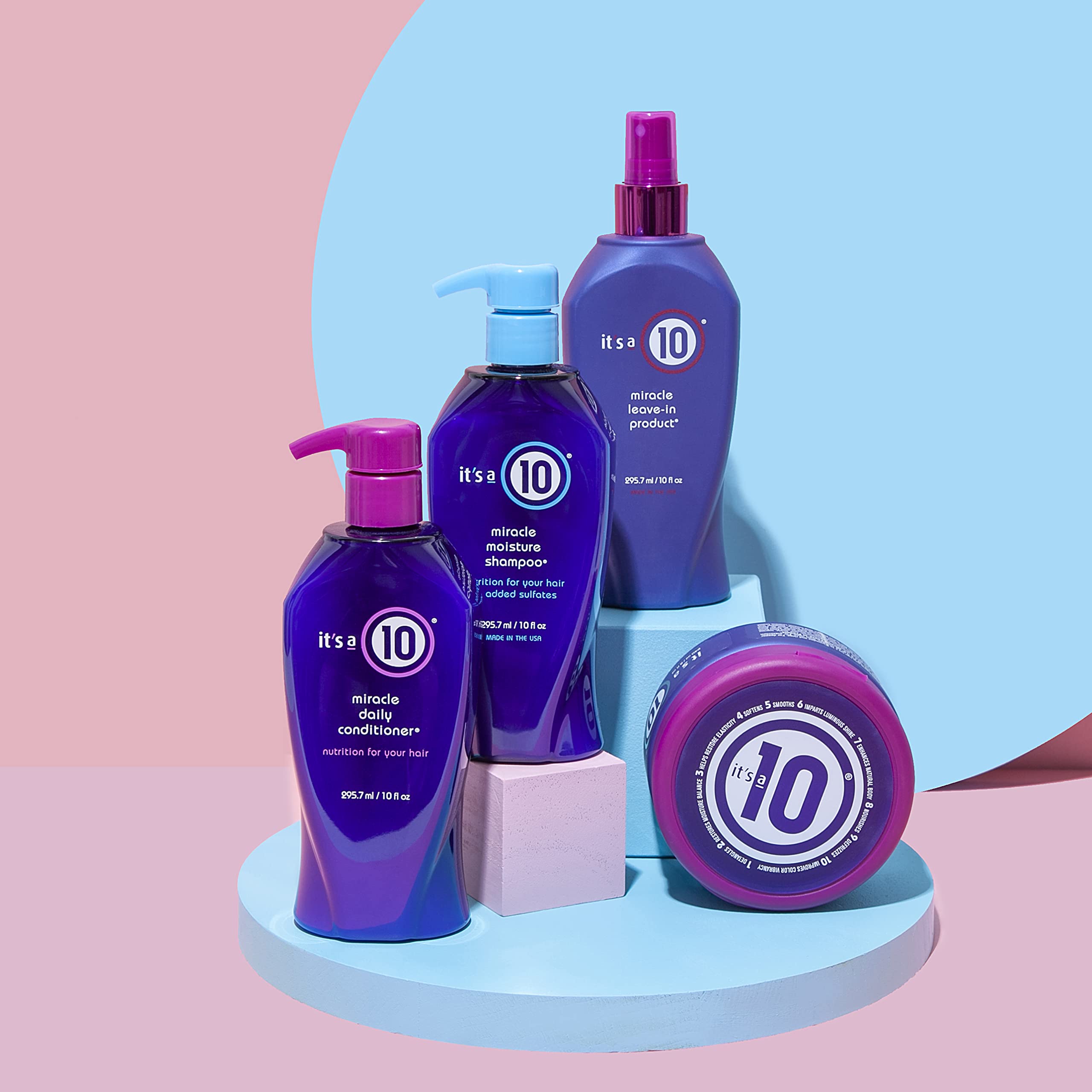 It's a 10 Haircare Miracle Moisture Shampoo rinsing action shows gentle cleansing.