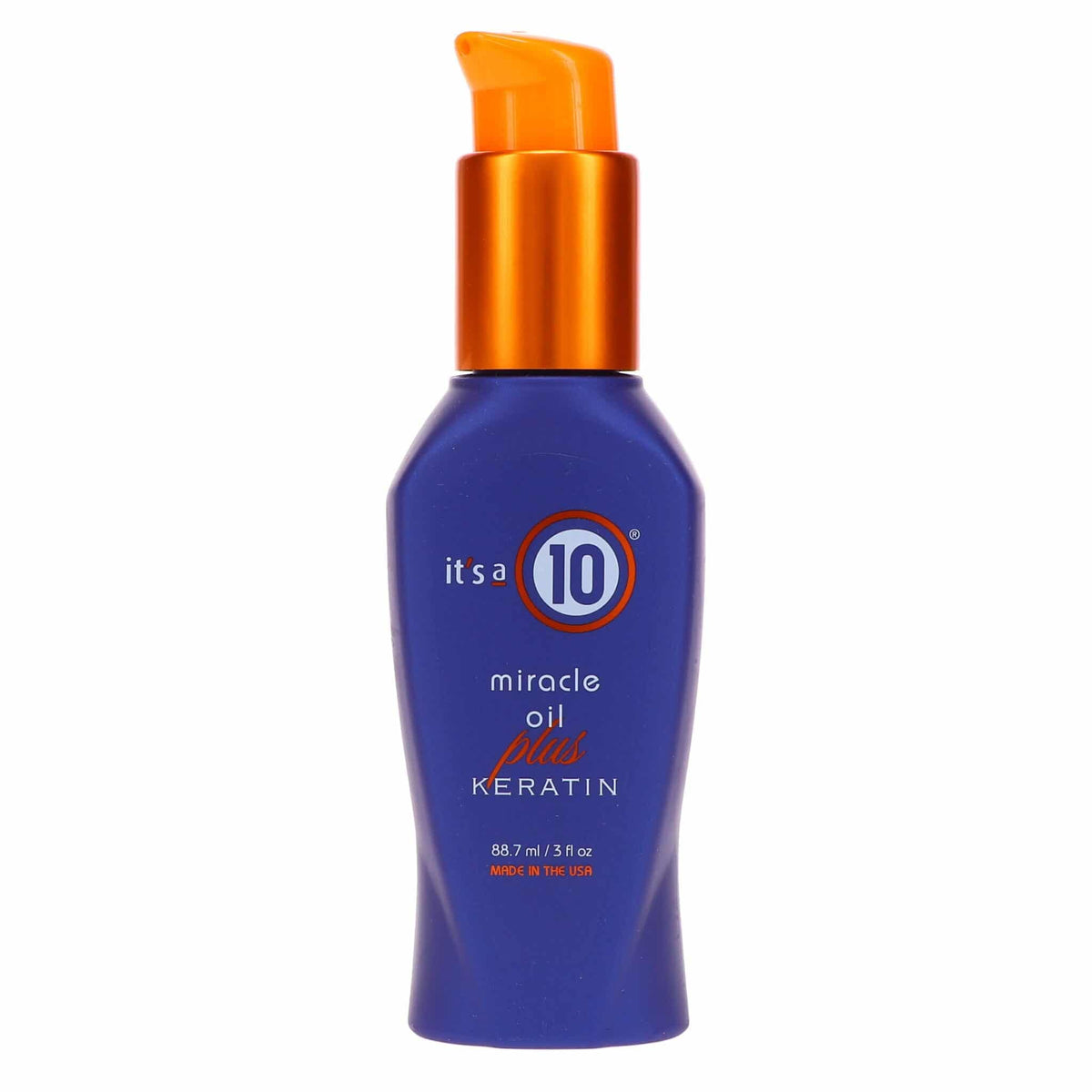It's a 10 Haircare Miracle Oil bottle pour shown for heat protection and smooth application.