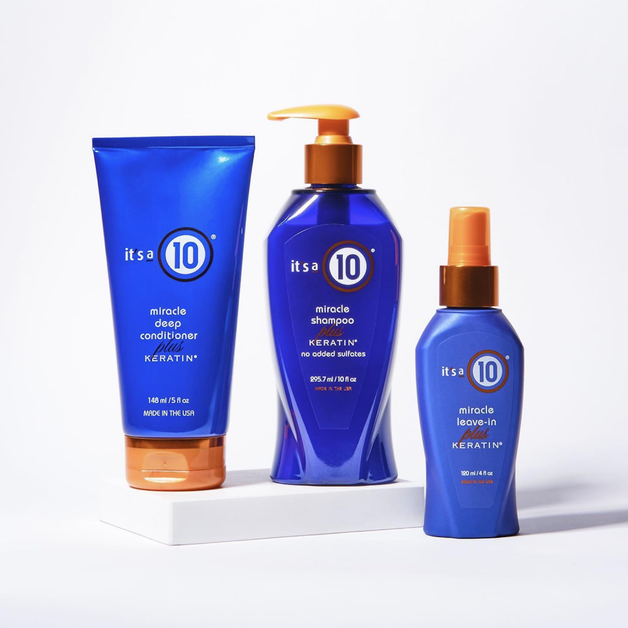 It's a 10 Miracle Shampoo Plus Keratin routine shot supports color-safe, humidity-resistance cleansing