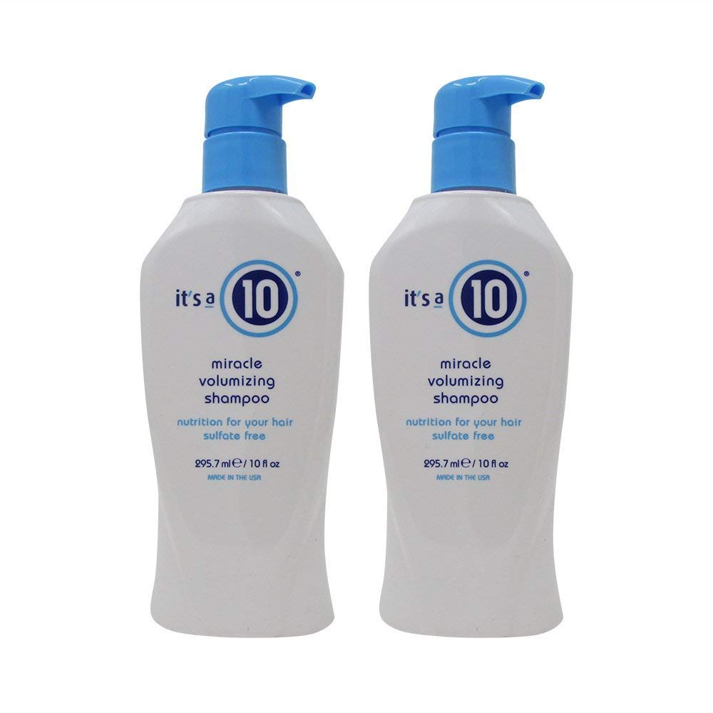 It's a 10 Haircare Miracle Volumizing Shampoo bottle adds lift and body for fuller-looking hair