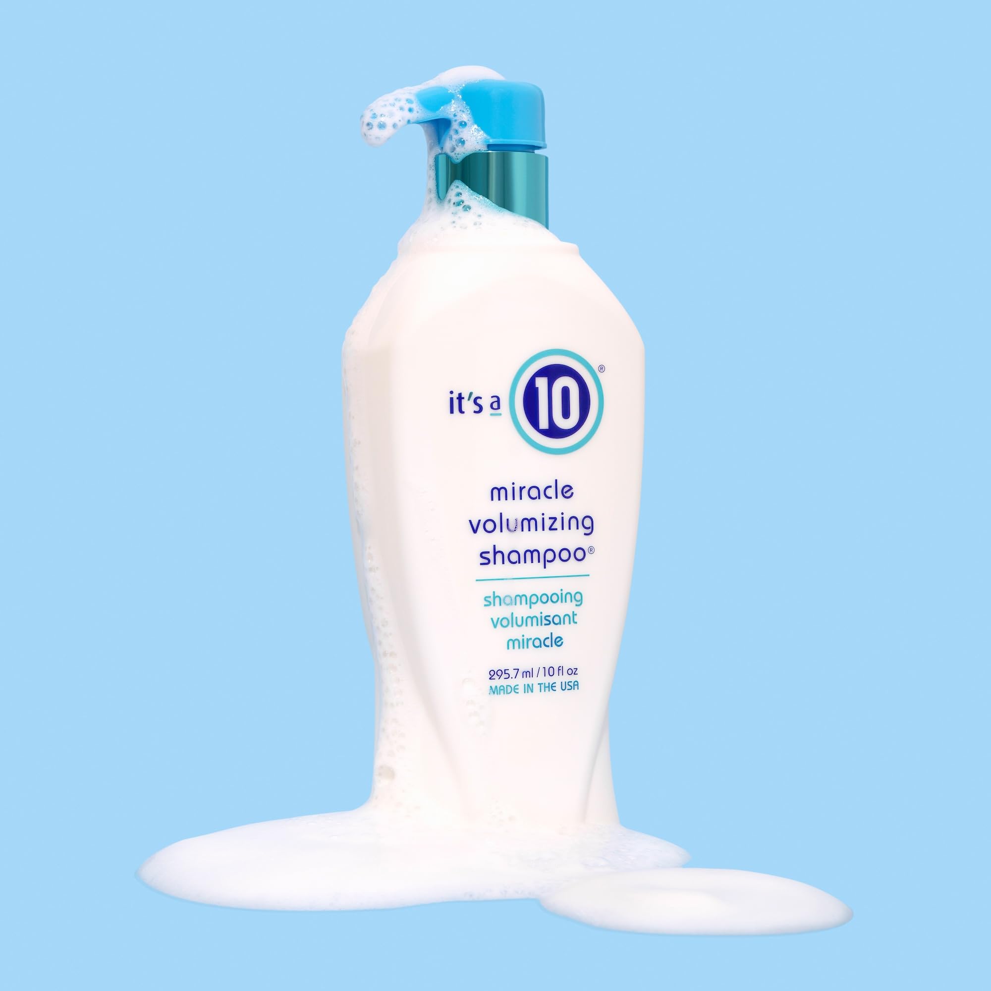 It's a 10 Haircare Miracle Volumizing Shampoo lather demonstrates cleansing and volume boost for fuller hair